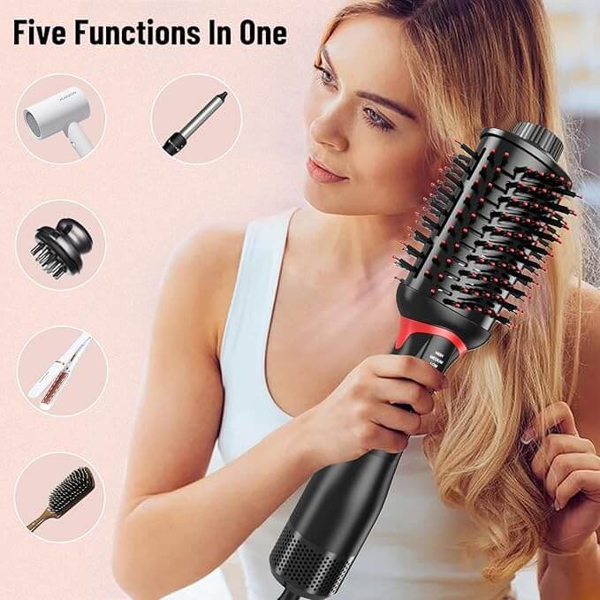 💨 5-in-1 Hot Air Brush – Dry, Style & Shine in One Step! - SHINE