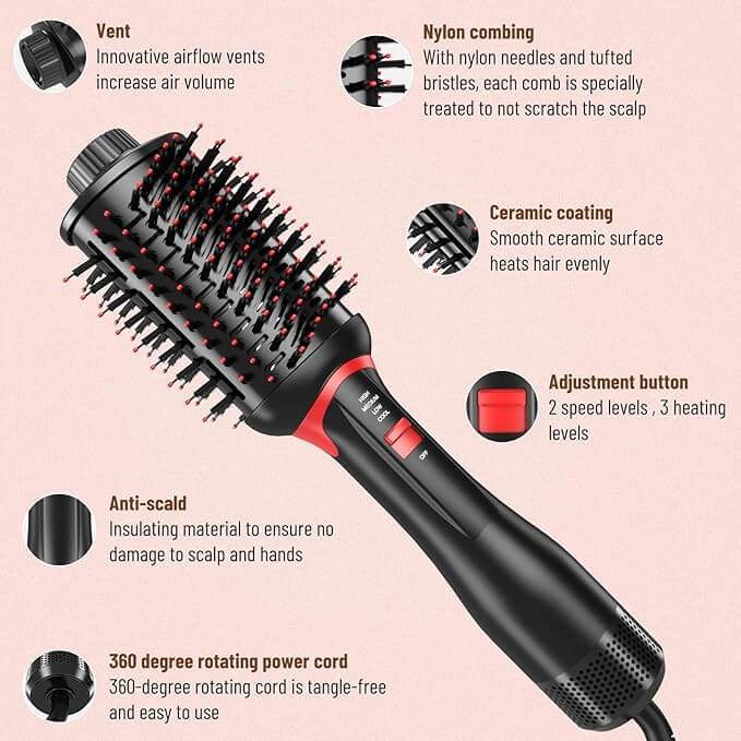 💨 5-in-1 Hot Air Brush – Dry, Style & Shine in One Step! - SHINE