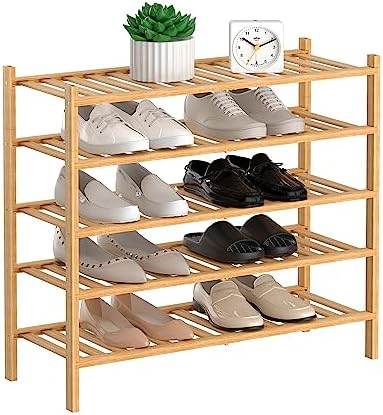 👟 5-Tier Natural Bamboo Shoe Rack – Stylish, Space-Saving Shoe Organization - SHINE