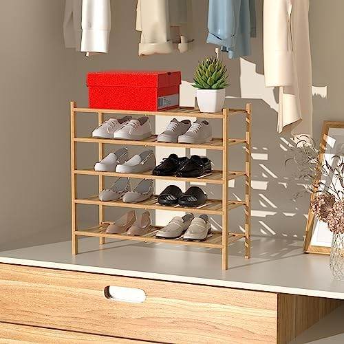 👟 5-Tier Natural Bamboo Shoe Rack – Stylish, Space-Saving Shoe Organization - SHINE