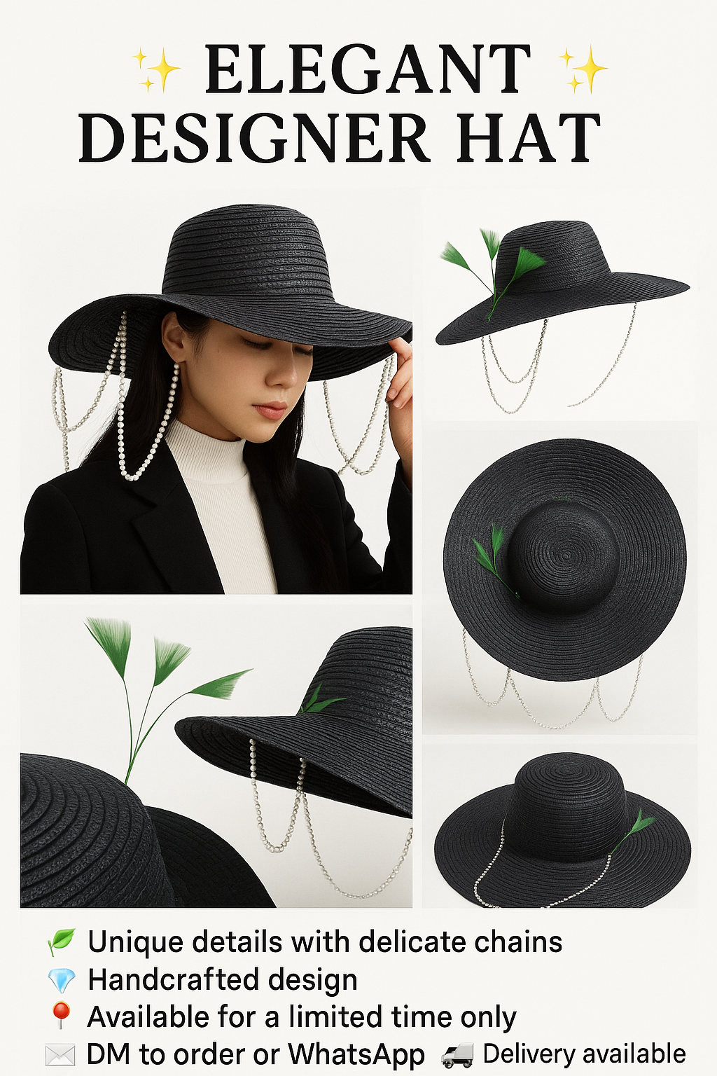 Pearl Chain Fashion Hat – Sophisticated. Stylish. Stunning