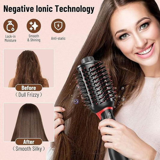 💨 5-in-1 Hot Air Brush – Dry, Style &amp; Shine in One Step! - SHINE