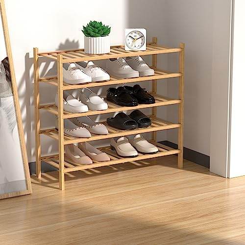 👟 5-Tier Natural Bamboo Shoe Rack – Stylish, Space-Saving Shoe Organization - SHINE